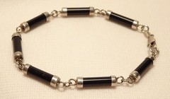 Vintage Sterling Silver & Black Bracelet