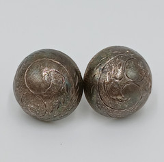 VTG 925 Dome Stud Earrings 0.5in Sterling Silver 3.85g Etched Swirl Estate READ