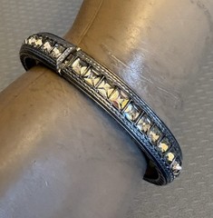 1920s Art Deco Rhinestone Hinged Bangle Signed ALLCO Square Cut Channel Set 7″