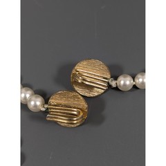 Vintage Faux Pearl Graduated Bead Necklace Double Hook Clasp 26in Retro