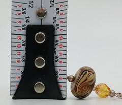 925 Lampwork Glass Bead Earrings 1.25in Sterling Silver 5gtw Brown Cream Swirl