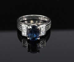 Fine 2.84ct Royal Blue Sapphire & 0.76ct Diamond Platinum Ring, Size 5.5