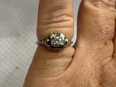Vtg White Gold Diamond Ring 2.55g Fine Jewelry Size 5.25 Band Clear Stone *READ*