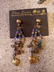 Lot Of 5 Vintage Three Ladies by Roxsann, Gold Tone Clip On And Pierced Earrings
