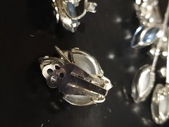 Juliana Delizza & Elster Blue Rhinestone and Glass Clip on Earrings and Brooch