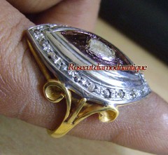 HANDMADE VINTAGE VICTORIAN ROSE CUT DIAMOND 0.66ct SILVER 925 POLKI RING JEWELRY