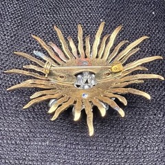 Art Deco Two Tone Rhinestone Starburst Brooch Missing Stones