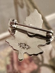 Vintage Signed BM Co Sterling Silver Multi Color Enamel Maple Leaf Brooch 3/4”