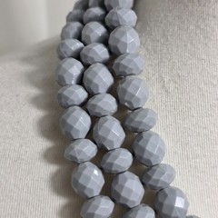 Sugarfix by BaubleBar Triple Strand Statement Necklace Gray Faceted Beads
