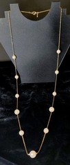 Elegant Vintage Gold Tone Round Faux Pearl Premier Designs 35 Inch Long Classic
