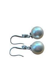 Vintage 925 Sterling Silver Faux Pearl & Crystal Dangle Eaarrings ~ 1.25″ Long