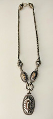 Vintage Elegant Silver Plated Metal Statement Necklace with 3 Unique Pendants