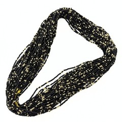 Vintage Retro Black Gold Glass Seed Beads 25 Strands Torsade Necklace