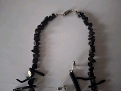 Vintage Black Wooden Branch Statement Necklace 17 Inches Bib With Earrings Set