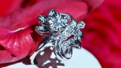 14k white gold ring 0.12ct natural diamond size 4.75 flower vintage 3.35gr N3444
