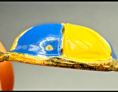 Rare J.M. Fisher Sterling Silver Enamel Jockey Cap Charm Blue Yellow Horse Racin