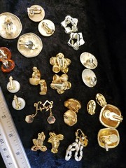 VINTAGE GOLDTONE LOT Assorted Clip-On Earrings SET/14 Pairs