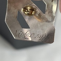 VINTAGE DeMARCAY STERLING SILVER 14K gold PIERCED POST MODERNIST EARRINGS