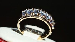 10k yellow gold ring 1.00ct natural tanzanite size 6 band vintage 2.15gr N3511