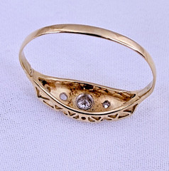 Antique 18ct Gold Art Deco Diamond Filigree Band Ring 0.06ct Natural Size 8.25