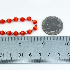 Red Cat Eye Beaded Necklace | Sterling Silver 925 | 16-17.75″