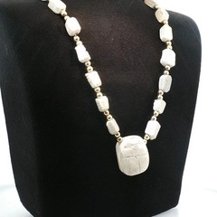 Vintage Egyptian Revival Scarab Necklace Antique Style Amulet Jewelry
