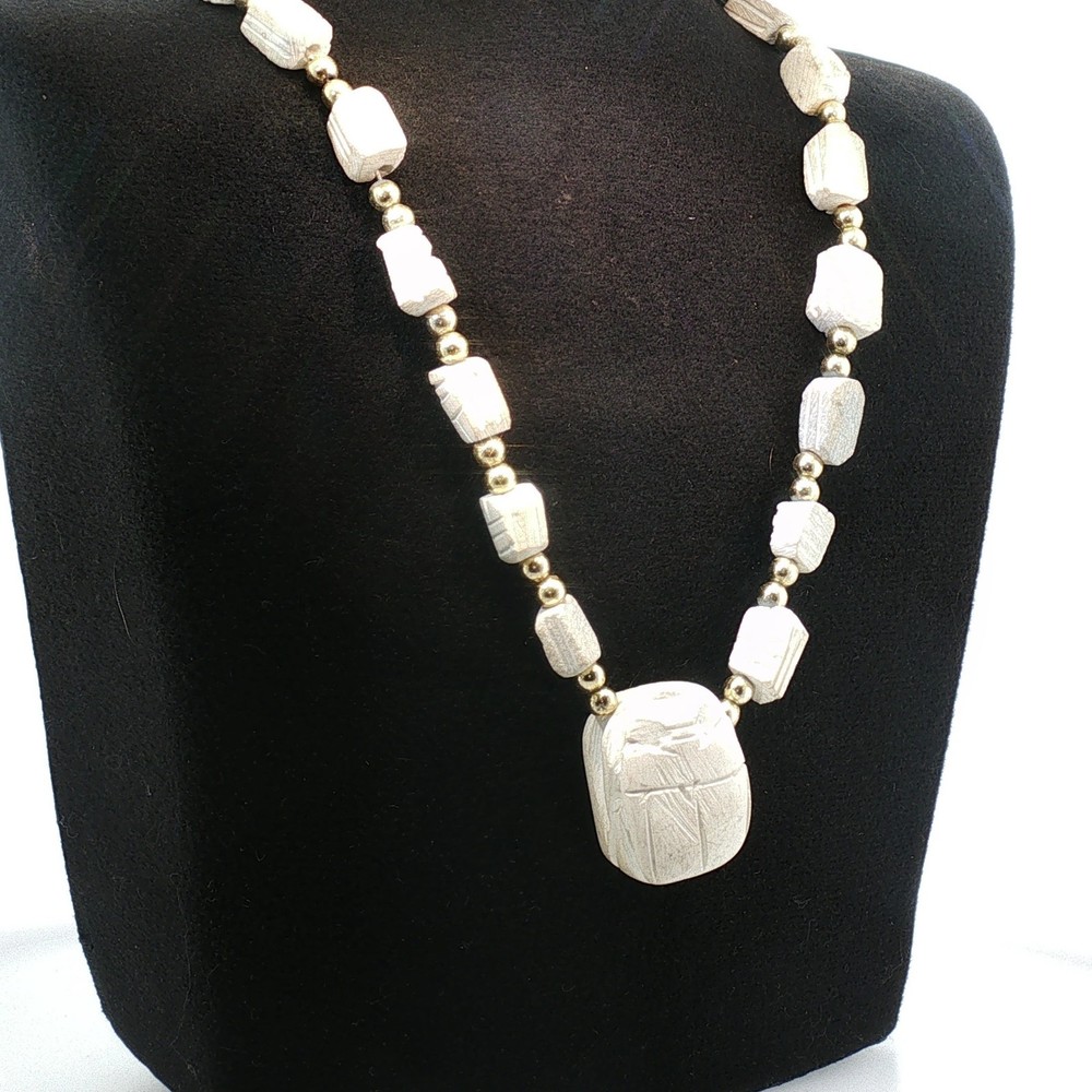 Vintage Egyptian Revival Scarab Necklace Antique Style Amulet Jewelry