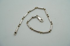 Vintage Sterling Silver Bead Bracelet 7.25″ x 2mm JB48