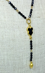 Allison Reed Black Onyx Bead Necklace Gold Plated 16″ Vintage NOS