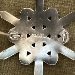 Vintage Ottar Hval Of Norway White Enamel & Sterling Silver Snowflake Brooch Pin