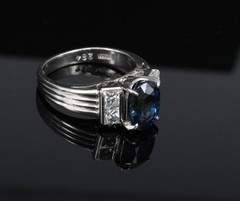 Fine 2.84ct Royal Blue Sapphire & 0.76ct Diamond Platinum Ring, Size 5.5