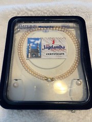 Sri Jagdamba Pink Pearl Necklace and earrings -16/ 17 Inches – New in Box
