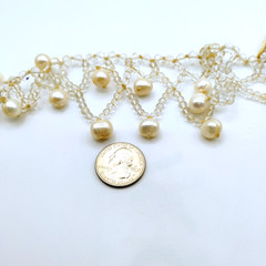 Vintage Cultured Pearl Bib Necklace Clear Glass Beads 21in