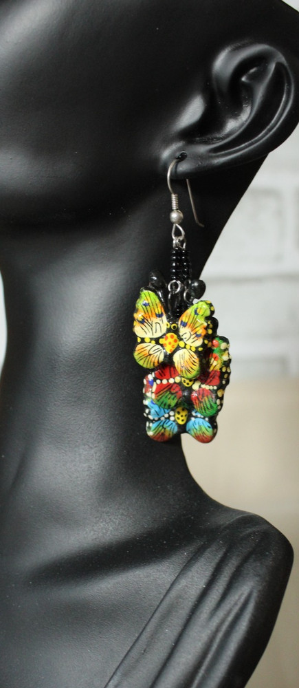 Vintage Enameled Dangle Butterfly Earrings
