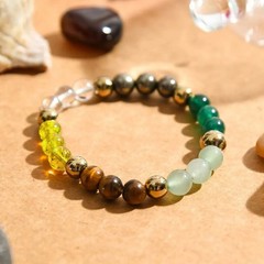 Unique Unisex Fancy Money Band Bracelet Natural Multi Stone 8mm Round
