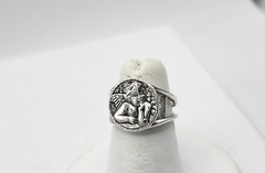 Designer Vintage Shube’s Dakota West Sterling Silver Cherub Angel Ring Size 5