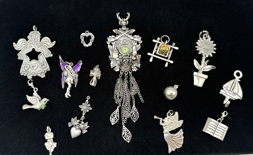 Vintage Now LOT 14 Silver Tone Pewter Pendants Charms Craft Wear Jewelry