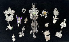 Vintage Now LOT 14 Silver Tone Pewter Pendants Charms Craft Wear Jewelry
