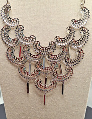Vintage Sarah Coventry Charisma Silver-tone Bib Dangle Chandelier Necklace 1970