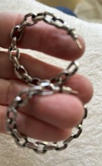 Vintage 90s Interlocking Silver Tone Link Large Hoop Pierced Earrings~ 1 1/2”