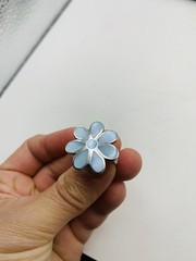 Vintage Sterling Silver Size 6 Spring Pastel Blue Flower Statement Cocktail Ring
