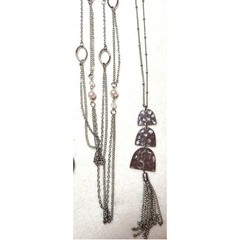 Silvertone Jewelry Lot 18 Pc Chains Pendants Pierced Earrings Y2K Boho