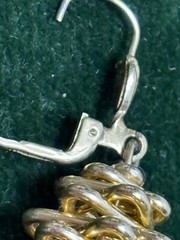 PINECONE EARRINGS Goldtone LeverBack Pierced Stacked Wire Dangles Germany