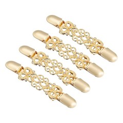 4pcs Retro Zinc Alloy Sweater Dress Clips Cardigan Collar Clips Gold