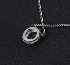 Rare 0.60ct Padparadscha Pink Sapphire 0.23ct Diamond 16 Inch Platinum Necklace