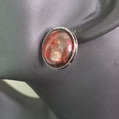 Vintage Baltic Amber Stud Earrings Cognac Sun Spangles Open Back Silver Tone