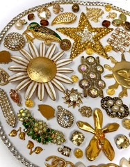 Lot Vintage & Modern Jewelry Parts Broken Repurpose Craft Rhinestones Harvest A