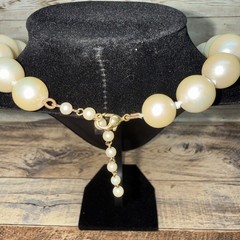 Vintage Large Champagne Pearls Hand Tied Choker Necklace