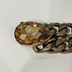 Rodrigo Otazu Orange Yellow Brown Rhinestone Double Chain Bracelet Signed RARE
