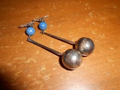 Vintage 1970s 1980s Sterling Silver Southwest First Nation Ball Earings